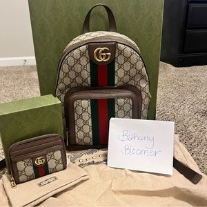 GUCCI Ophidia GG Small Backpack WITH Matching Card Holder